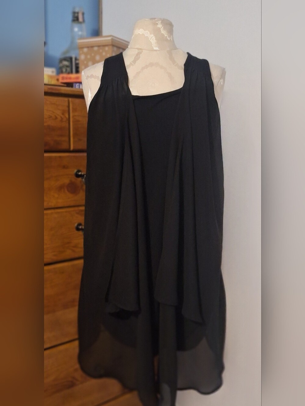 6 for $30 - Red Coral Sleeveless Top with Sheer Flowy Side Panels